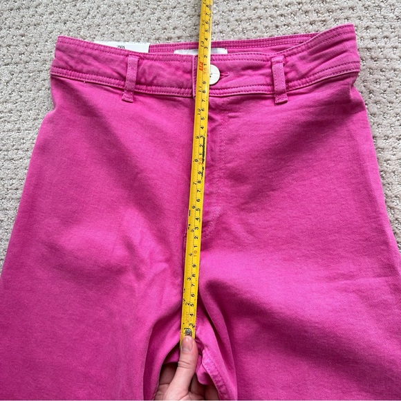 ZARA HIGH WAIST THE MARINE STRAIGHT JEANS IN FUCHSIA size 6 - Picture 10 of 15